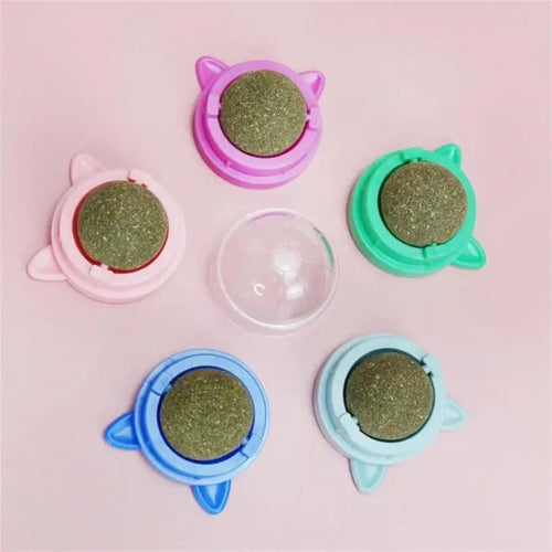 1 Pcs Natural Catnip Cat Wall Stick-on Ball Treats Healthy Natural Removes Hair Balls To Promote Digestion Pet Cat Grass Snacks